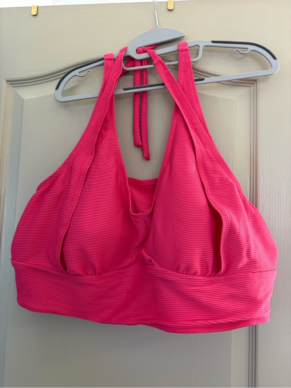 Penningtons Hot Pink Ribbed Halter Bikini Top